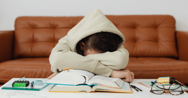 A sleepy student preparing for back to school